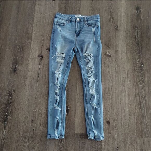 Indigo Rein Distressed High-Rise Skinny Jeans Size 7 - Picture 1 of 7